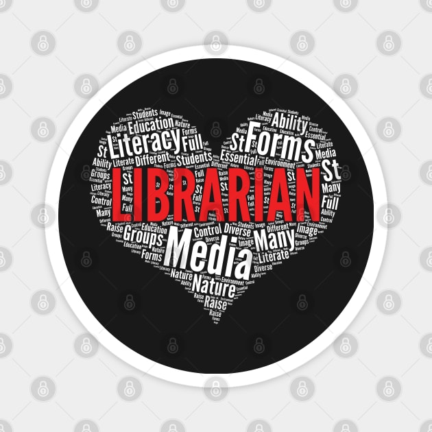 Librarian Heart Shape Word Cloud Design print Magnet by theodoros20